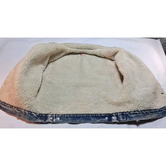 Vintage Levis Sherpa Lined Denim Trucker Jacket USA Made Mens 38R M Early 1980s - Picture 9 of 16